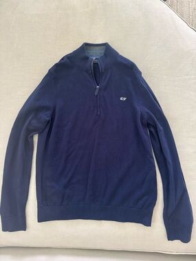 Boys Navy Quarter-Zip Sweater with Whale Logo
